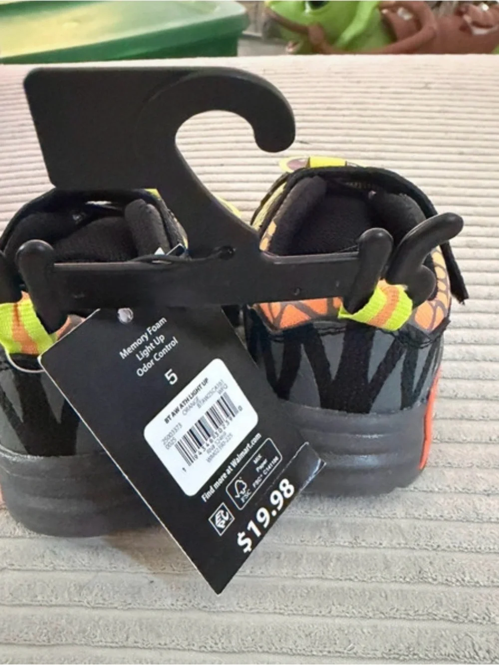Athletic Works Lime Green and Black Kids Light-Up Sneakers